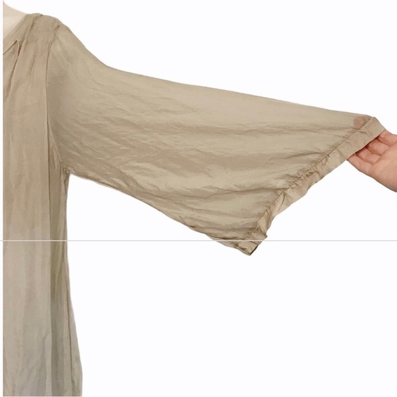 Sofia of Italy Silk Bell Sleeve V Neck Costal Flowy Loose Beach Summer Dress - Picture 2 of 6